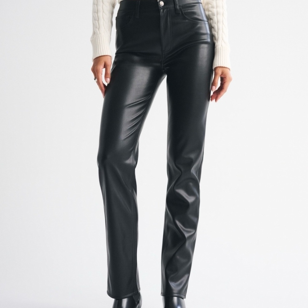 Abercrombie & Fitch Black Ultra High Rise Leather Pants